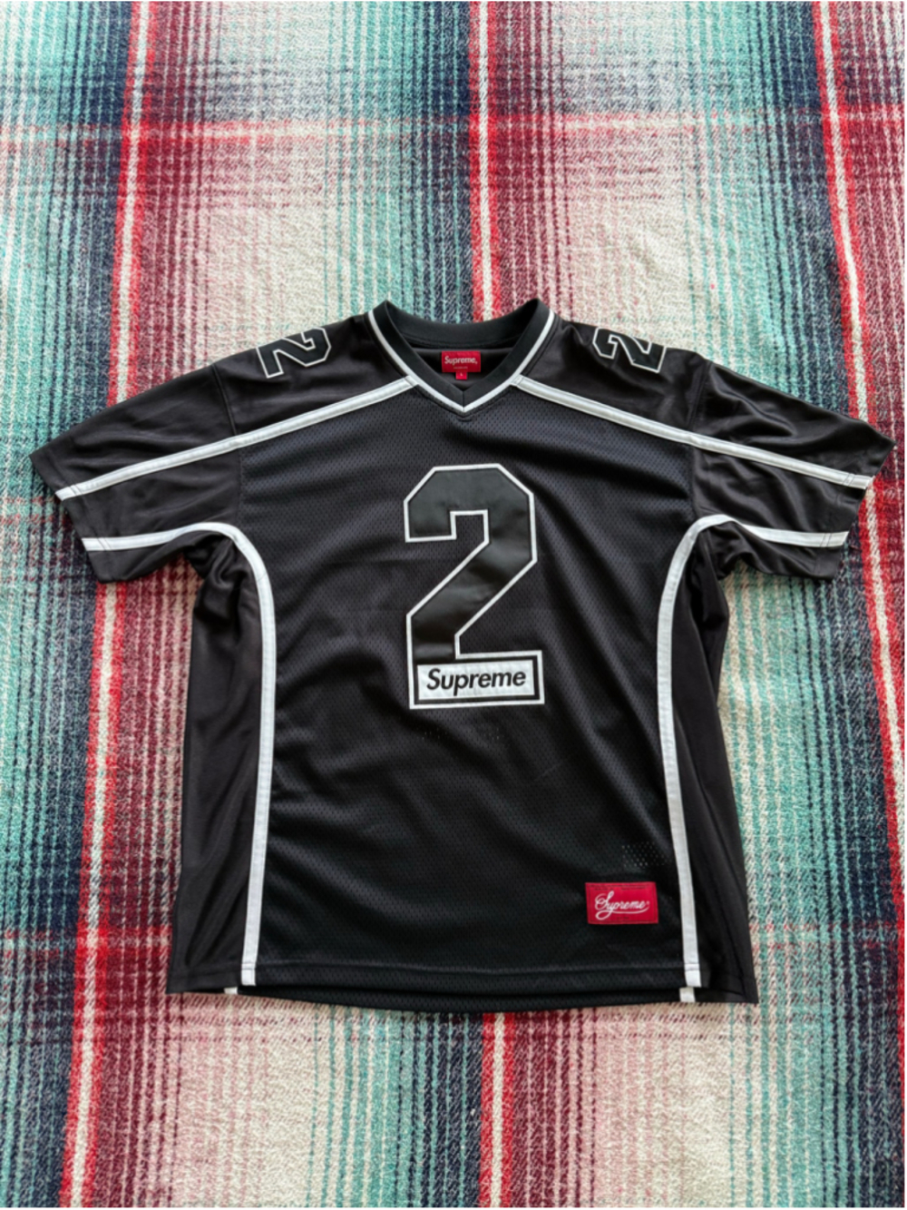 Supreme Black Football Jersey L